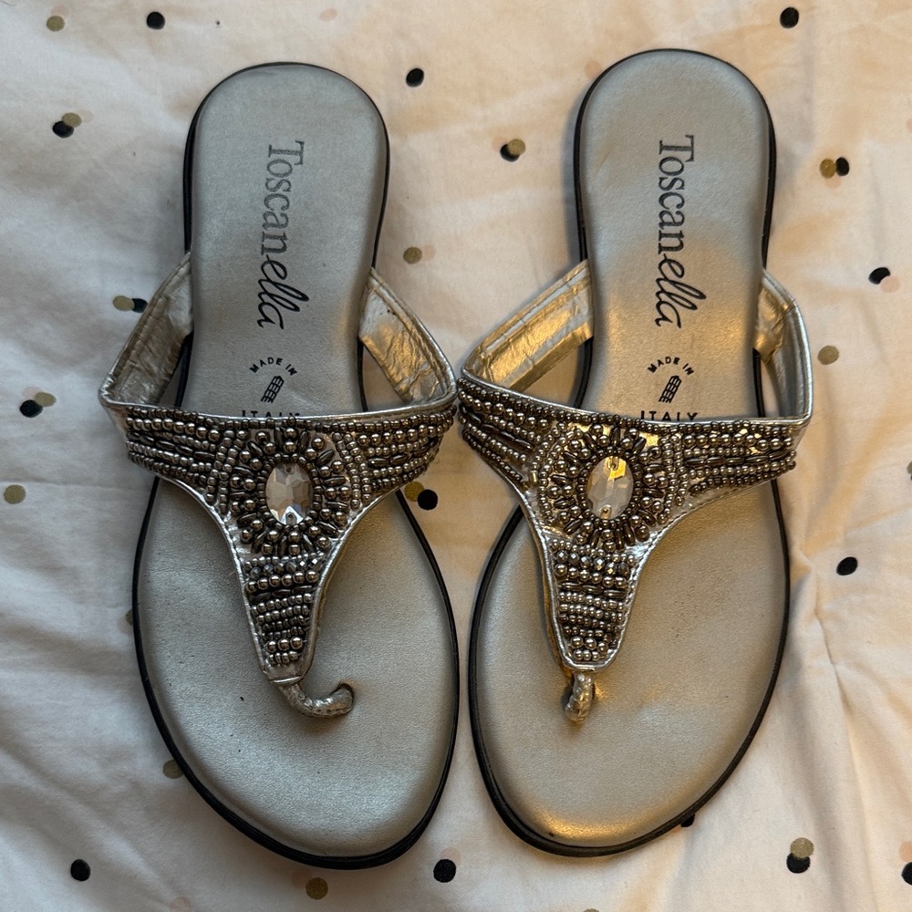 Women's Silver Beaded Sandals